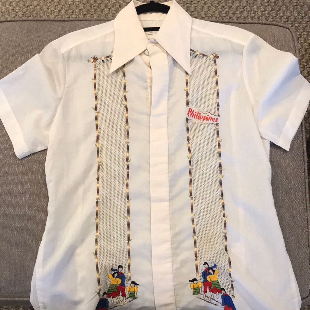 Vintage Guayavera Philippine Themed Shirt